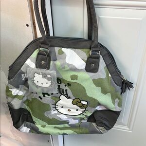 Hello Kitty Green and Black Camouflage Tote